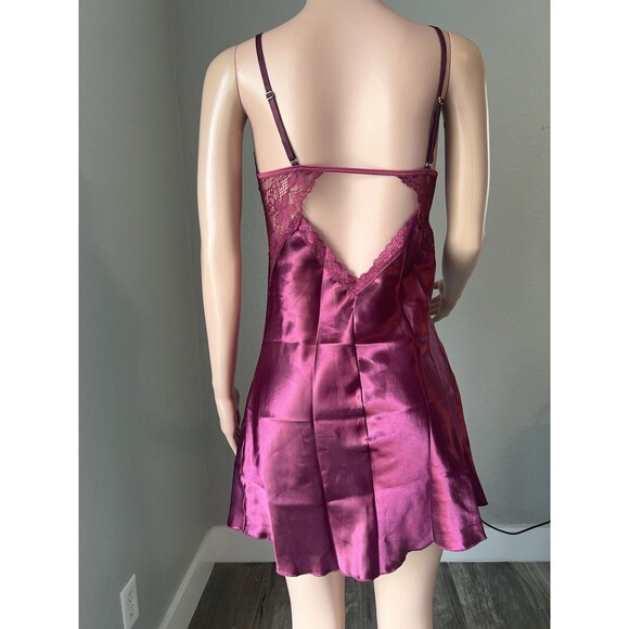 Shirley of Hollywood Lace Satin Lingerie NIGHTGOWN BURGUNDY MEDIUM NWT NEW #178 - Picture 5 of 8